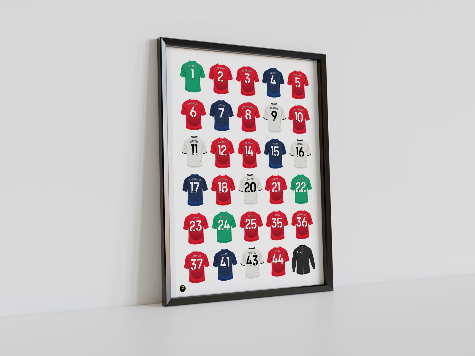 Manchester Utd 2024/25 Shirts Squad - Pennodraws Original Art